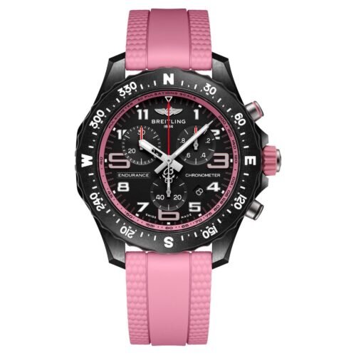 Breitling Endurance Pro 38mm Chronograph Pink Rubber Strap Ladies Watch