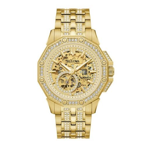 Bulova Octava 42mm Yellow Gold Plated Crystal Automatic Men’s Watch