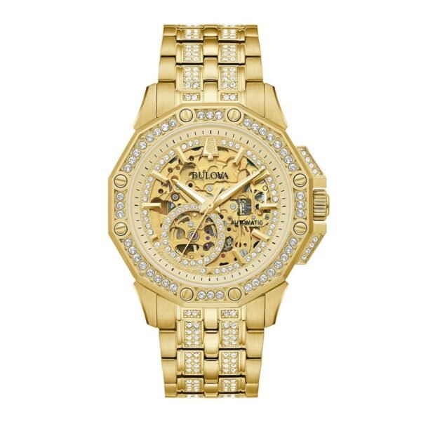 Bulova-Octava-42mm-Yellow-Gold-Plated-Crystal-Automatic-Mens-Watch-98A292-42-mm-Gold-Dial Bulova Octava 42mm Yellow Gold Plated Crystal Automatic Men’s Watch