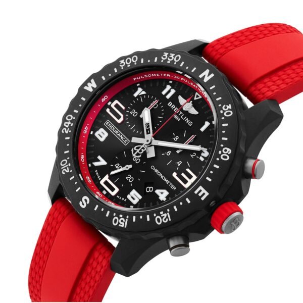 Breitling Endurance Pro 38mm Chronograph Red Rubber Strap Ladies Watch